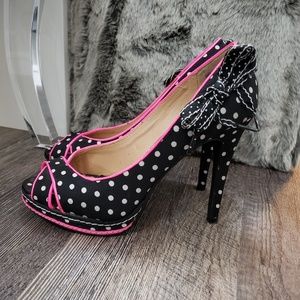 Not Rated polka dot peep toe heels
